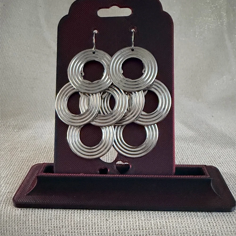 Silver Multi-Ring Dangle Earrings - Women Jewelry